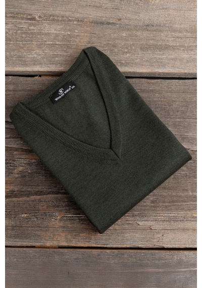Woolen World V Yaka Battal Büyük Boy Yünlü Kolsuz Triko Süveter Yeşil