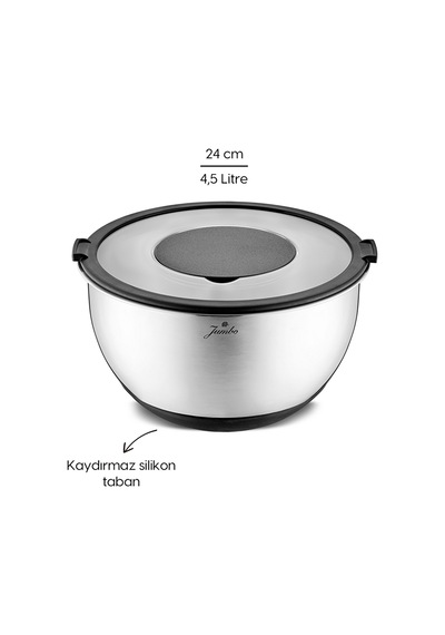 Jumbo New Globe Rendeli Saklama Kabı 24 Cm Gri