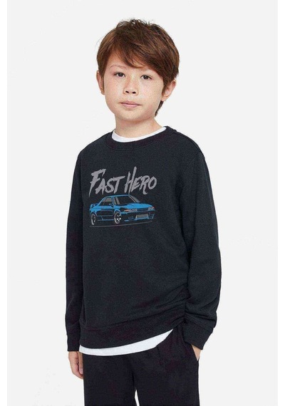Tshirthane Skyline R32 Gt R Baskılı Unisex Çocuk Siyah Sweatshirt