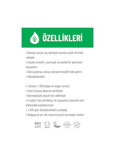 Siveno %100 Doğal Yenidoğan Bebek Çocuk Jel Şampuanı Saç ve Vücut Konak Önleyici 325 ml