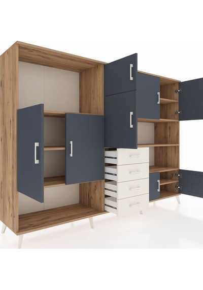 Hyperion Dolap 9 Raflı 4 Çekmeceli 8 Kapaklı 220x44x163 Çam-antra Çam-antrasit/aytaşı Hyperion Dolap 9 Raflı 4 Çekmeceli 8 Kapaklı 220x44x163 Çam-antra Çam-antrasit/aytaşı