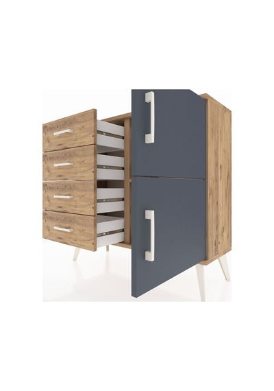 Arges Şifonyer Tek Raflı 4 Çekmeceli 2 Kapaklı 88x30x80 Çam-antrasit/çam Antrasit/çam Arges Şifonyer Tek Raflı 4 Çekmeceli 2 Kapaklı 88x30x80 Çam-antrasit/çam Antrasit/çam