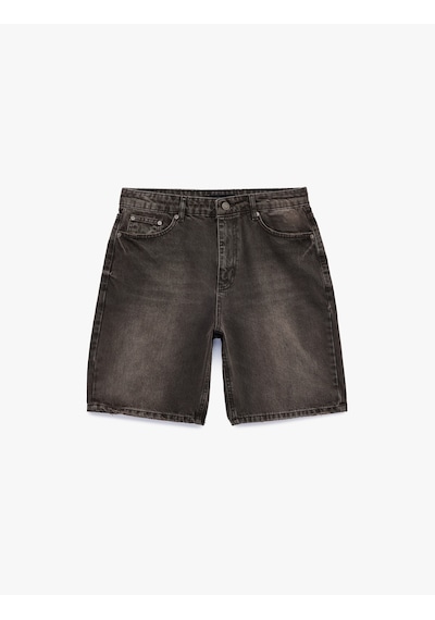 Koton Pamuklu Cepli Normal Bel Straight Fit Bermuda Jean Şort Ovd 6sam40393nd