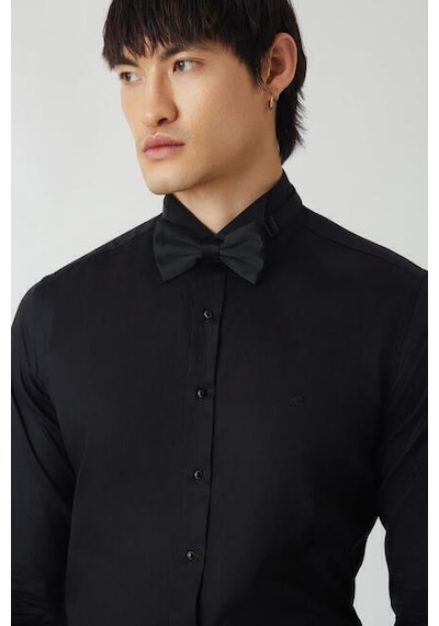 Bisse Erkek Slim Fit Uzun Kollu Ata Yaka Gömlek SIYAH GM21Y211350_D99 Siyah