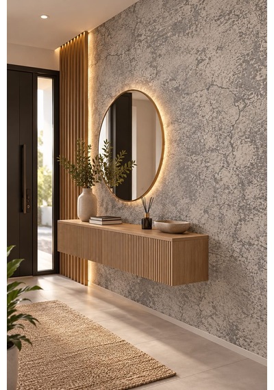 Deconitte Kendinden Yapışkanlı Bej Gri Beton Desenli Pvc Folyo Mobilya Dolap Masa Tezgah Kaplama 60x100cm