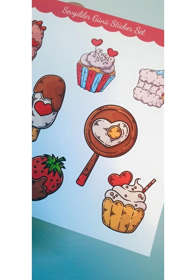 Aşk - Sevgililer Günü Parlak Kağıt Sticker Set- 14 Şubat Sticker - Hediye Süsleme Çıkartmaları- 2 Li Set Kırmızı