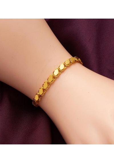 Altın Renk Arpa Zincir Çelik Bileklik - 3132 Gold