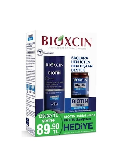 Bioxcin- Biotin 5000 Mcg 60 Tablet + Biotin Şampuan 300 ML
