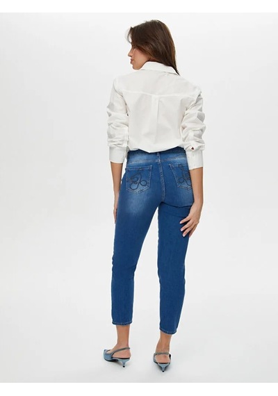 Faik Sönmez Yanları İp Nakışlı Slim Fit Kadın Jean Pantolon Us25jpn003 İndigo