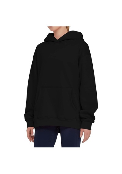 Da Vinci Siyah Oversize Basic Kapüşonlu Hoodie/sweatshirt 3 İplik Siyah
