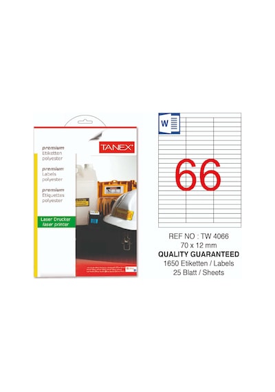 Tanex Tw-4066 70X12 MM Polyester Etiket 25 Li