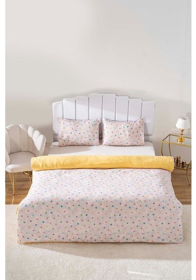 Çift Kişilik Nevresim Takımı Pamuklu Desenli Bonny 200x215 Cm Çok Renkli