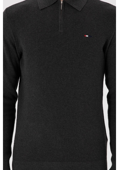 U.S. Polo Assn. Erkek Regular Fit Yarım Fermuarlı Antrasit Melanj Basic Kazak 50298266-VR081