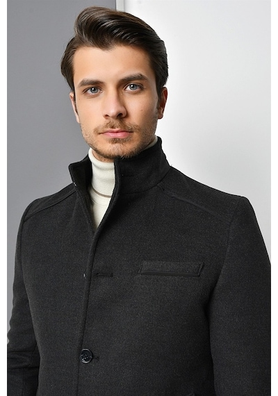Plt8391 Dewberry Erkek Palto-Antrasit