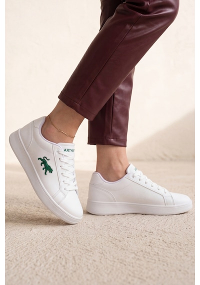 Classic-ıcon Beyaz Deri Görünümlü Yeşil Amblemli Günlük Kadın Sneaker - Rahat Tabanlı Minimalist... Classic-ıcon Beyaz Deri Görünümlü Yeşil Amblemli Günlük Kadın Sneaker - Rahat Tabanlı Minimalist...