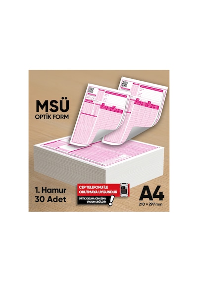 Yks-msü Deneme Sınavları İçin 30 Adet Optik Form