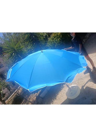 Esk 10 Telli Plaj Balkon Bahçe Şemsiyesi Eğilebilir 200 Cm Çap Kalın Kumaş Mavi Mavi