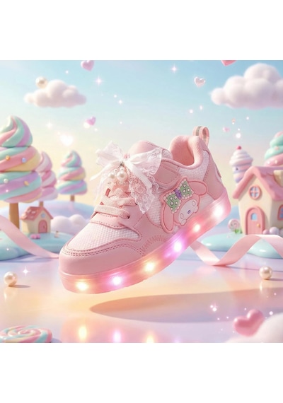 Tuğba Ortopedi 300 Kız Çocuk Işıklı Sneaker Pudra