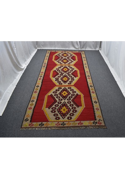 Zehra Abla Halı El Dokuma Tek Parça Yekpare Sivas Kangal Yün Kilim 6282