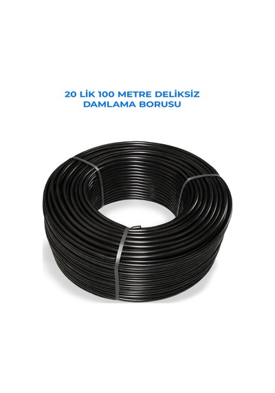 20 'lik 100 Metre Deliksiz Damlama Hortumu Basınca Dayanıklı Bahçe Sulama Damlama Delici Hediyeli