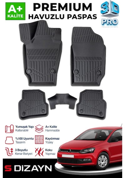 S-dizayn Vw Polo 4 3d Pro Havuzlu Paspas 2002-2009 A+ Kalite