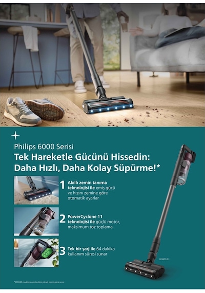 Philips  XC6453/00 6000 Serisi Dikey Şarjlı Süpürge