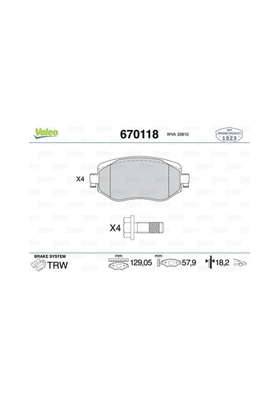 Ön - 60 - Fren Balatası Renault Megane Iv 15 Tüm Motor Tipleri G:129mm Y:58.4 Mm K:18mm Fte - Dpmıx-hb - Kırmızı Kutu Ön Fren Balatası