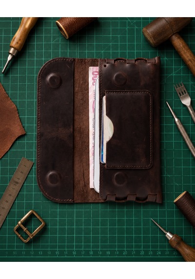 Vintage Leather Craft Hakiki Deri Erkek El Portföyü Acı Kahverengi