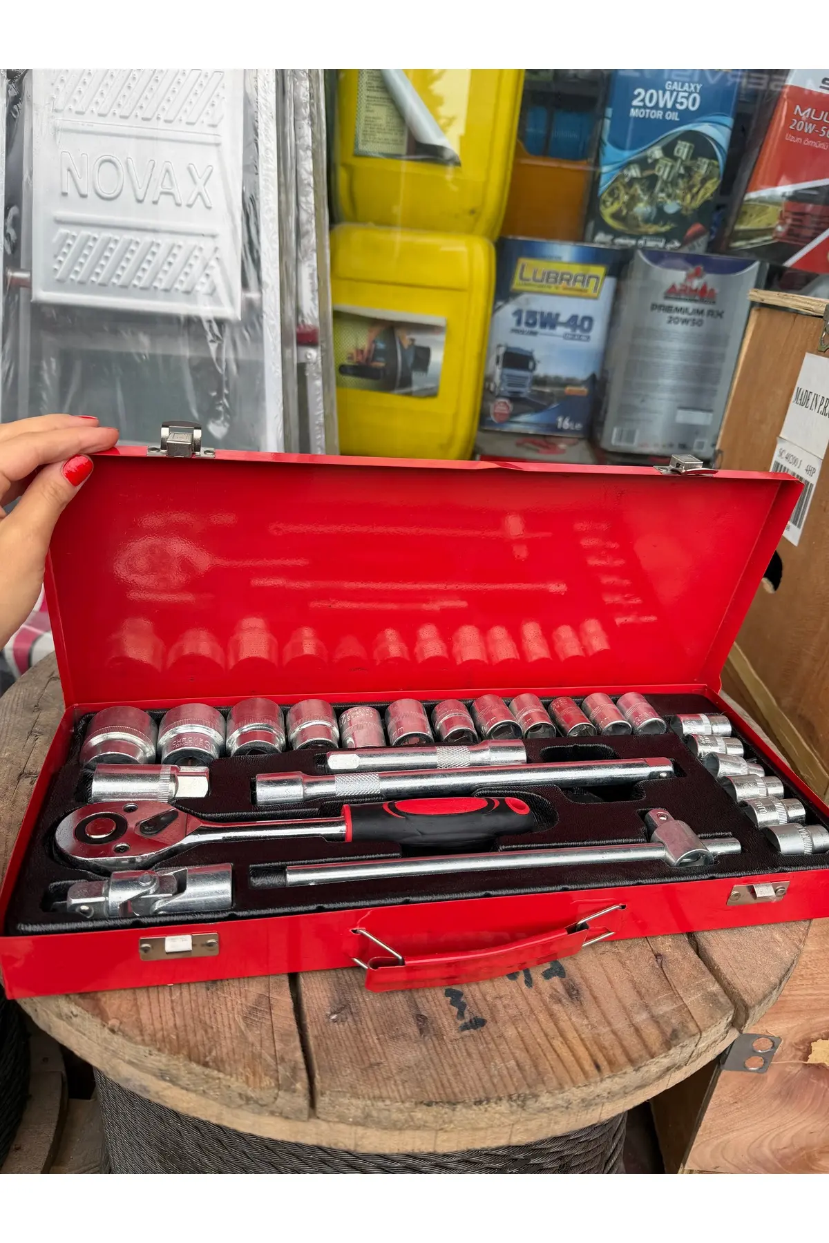 1/2 Lokma Anahtar Takımı 24 Parça Cr-v Krom Vanadyum Cırcırlı Lokma Seti Metal Çantalı