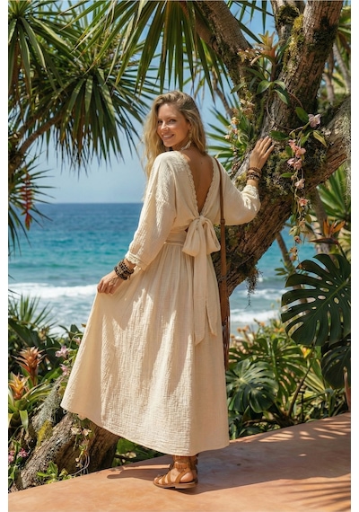 Fashion Cocktail Bel Vurgulu Yan Yırtmaçlı Kelebek Kesim Boho Doğal Ton Dantelli Fiyonklu Bağlamalı Bohem Uzun Elbise Ekru Fashion Cocktail Bel Vurgulu Yan Yırtmaçlı Kelebek Kesim Boho Doğal Ton Dantelli Fiyonklu Bağlamalı Bohem Uzun Elbise Ekru