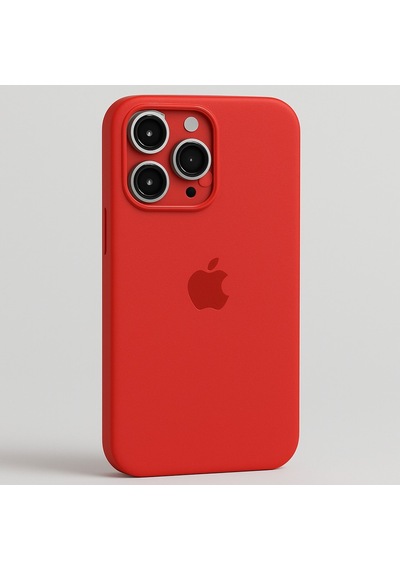 Apple Uyumlu iPhone 13 Pro Lansman Içi Kadife Silikon Logolu Kılıf Kirmizi