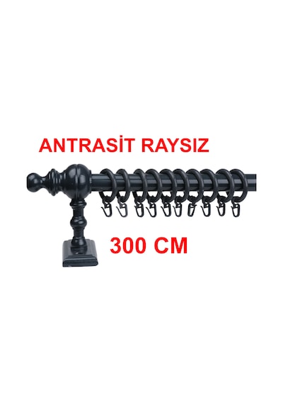 Antrasit Raysız Ahşap Rustik Perde Askısı Rustik Borusu 300 Cm