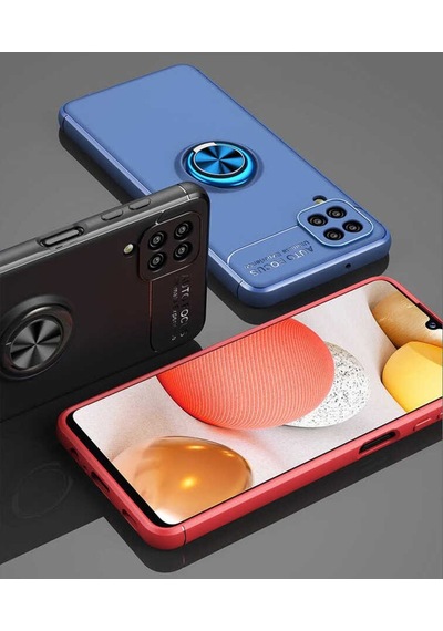 Galaxy M12 Kılıf Standlı Yüzüklü Manyetik Silikon