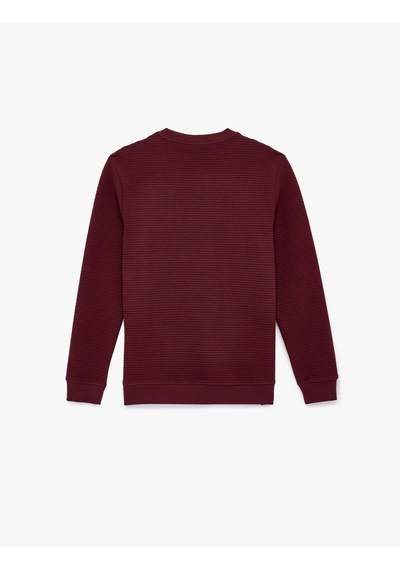 Koton Regular Fit Uzun Kollu Waffle Dokulu Bisiklet Yaka Sweatshirt Bordo 6sam70010mk
