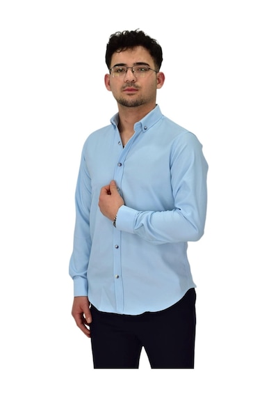 Erkek Likralı Spor Silim Fit Gömlek Bgl-st04326 Mavi
