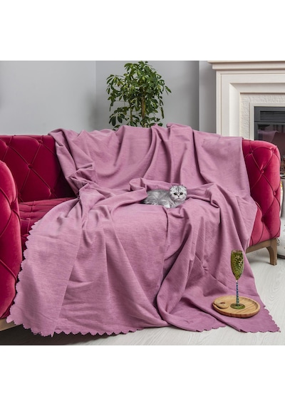 Kaymaz Koltuk Örtüsü Çift Taraflı Mikrofiber Şönil 175x350 Cm Xl- Gül Kurusu Kedi Köpek Ve Çocuk Dostu Gül Kurusu
