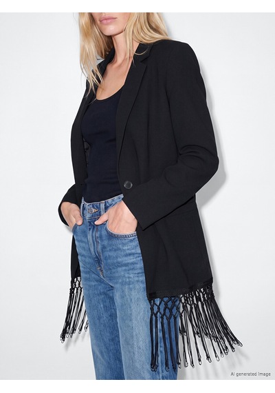 Lcw Vision Siyah Püsküllü Kadın Blazer Ceket