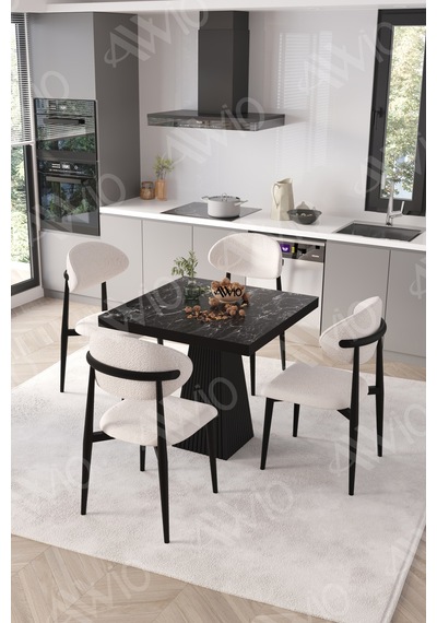 Avvio Viola Siyah Polo Metal Sandalye 90x90 Kare Yemek Masası Mutfak Masası Masa Sandalye Takımı Siyah Mermer Avvio Viola Siyah Polo Metal Sandalye 90x90 Kare Yemek Masası Mutfak Masası Masa Sandalye Takımı Siyah Mermer