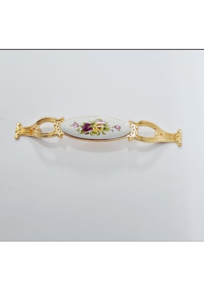 Zümre 128 Mm Metal Gold Kasa Beyaz Sarı Çiçek Desenli / 5 Adet Altın