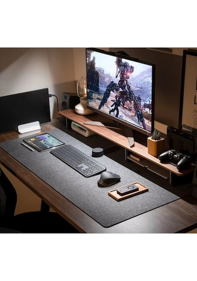 Oyun Mouse Pad Büyük Keçe Sümen Klavye Mat Masa Koruyucu 3mm Antrasit Renk 120x50cm