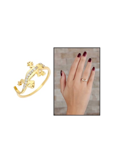 Zirkon Taşlı Kertenkele Tasarım Gold Renk 925 Ayar Gümüş Bayan Yü (429500550) Zirkon Taşlı Kertenkele Tasarım Gold Renk 925 Ayar Gümüş Bayan Yü (429500550)