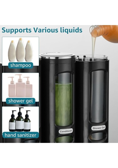 Mainshop 3 Adet Siyah 400 Ml Manuel Şampuan Sıvı Tutucu Banyo Mutfak Lavabo Oteller El Sabunluk M-52 Siyah