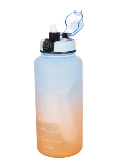 Lumin Flask Su Matarası 1,5 Litre Motivasyon Matarası Bpa Free Su Şişesi Suluk Water Bottle Mavi - Turuncu