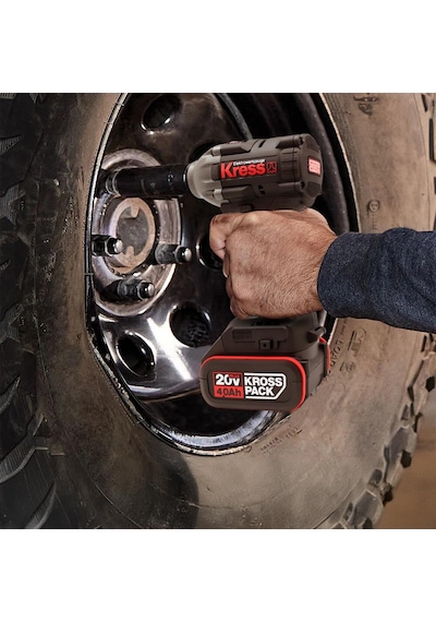 Kress Kub30.2set 20volt/4.0ah. Li-ion Çift Akülü 300nm Kömürsüz Profesyonel Şarjlı Somun Sıkma + 4 Parça Derin Lokma Seti