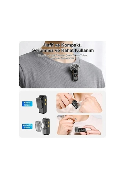 Yüksek Kalite Kablosuz Yaka Mikrofonu Type-c Lightning Uyumlu Profesyonel Anc Özellikli