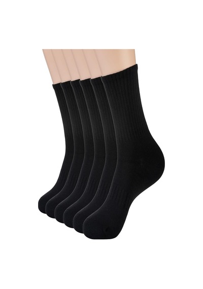 Ozzy Socks 6 Çift Logosuz Siyah Dikişsiz Pamuklu Tenis Unisex Soket Çorap Siyah