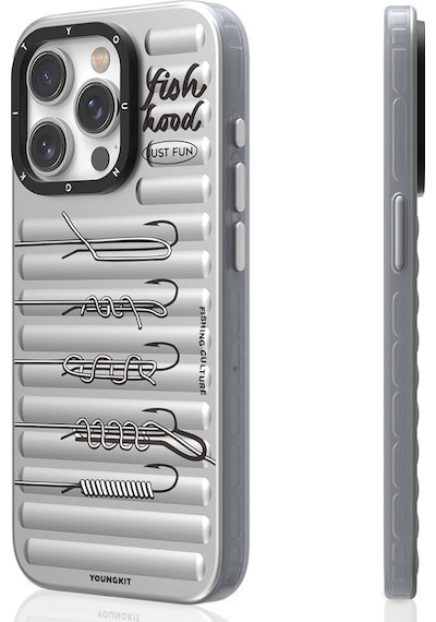 Apple Uyumlu iPhone 14 Pro Max Kılıf Magsafe Şarj Özellikli Youngkit Fishing Serisi Kapak Gri