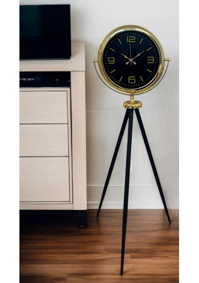 Gold Dekoratif Tasarım Tripod Ayaklı Saat Çok Renkli