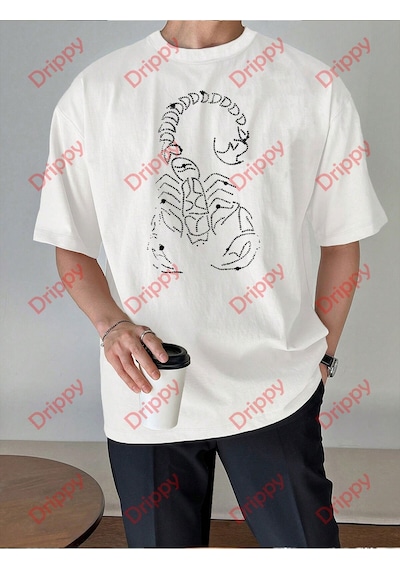 Flood Of Style Unisex Akrep Baskılı Tshirt Beyaz