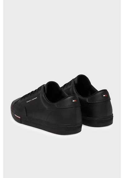 Tommy Hilfiger Logolu Deri Karışımlı Sneaker Ayakkabı Erkek Ayakkabı Fm0fm05814 Bds Siyah